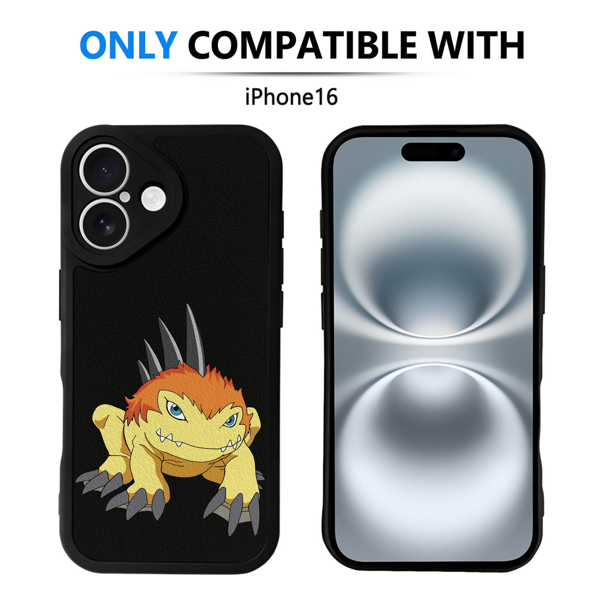 （画像用） Digimon デジタルモンスター/デジモン 【iPhone 16シリーズ対応】シリコンスマホケース（レザー調） 材質：シリコン